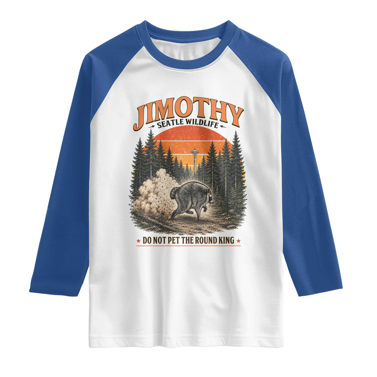 Jimothy Raccoon Seattle Meme Raglan Shirt Viral Trash Panda Do Not Pet The Round King