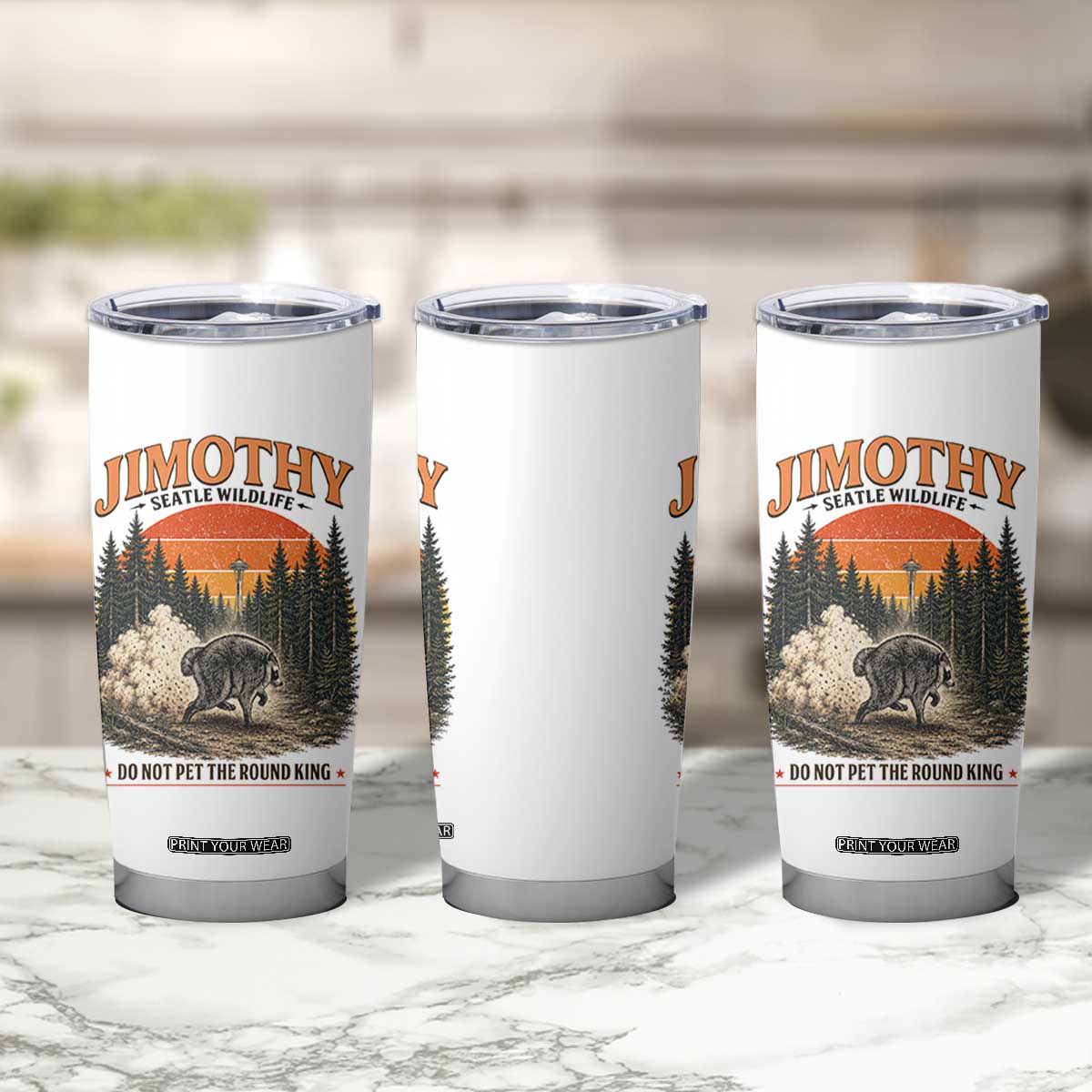 Jimothy Raccoon Seattle Meme Tumbler Cup Viral Trash Panda Do Not Pet The Round King