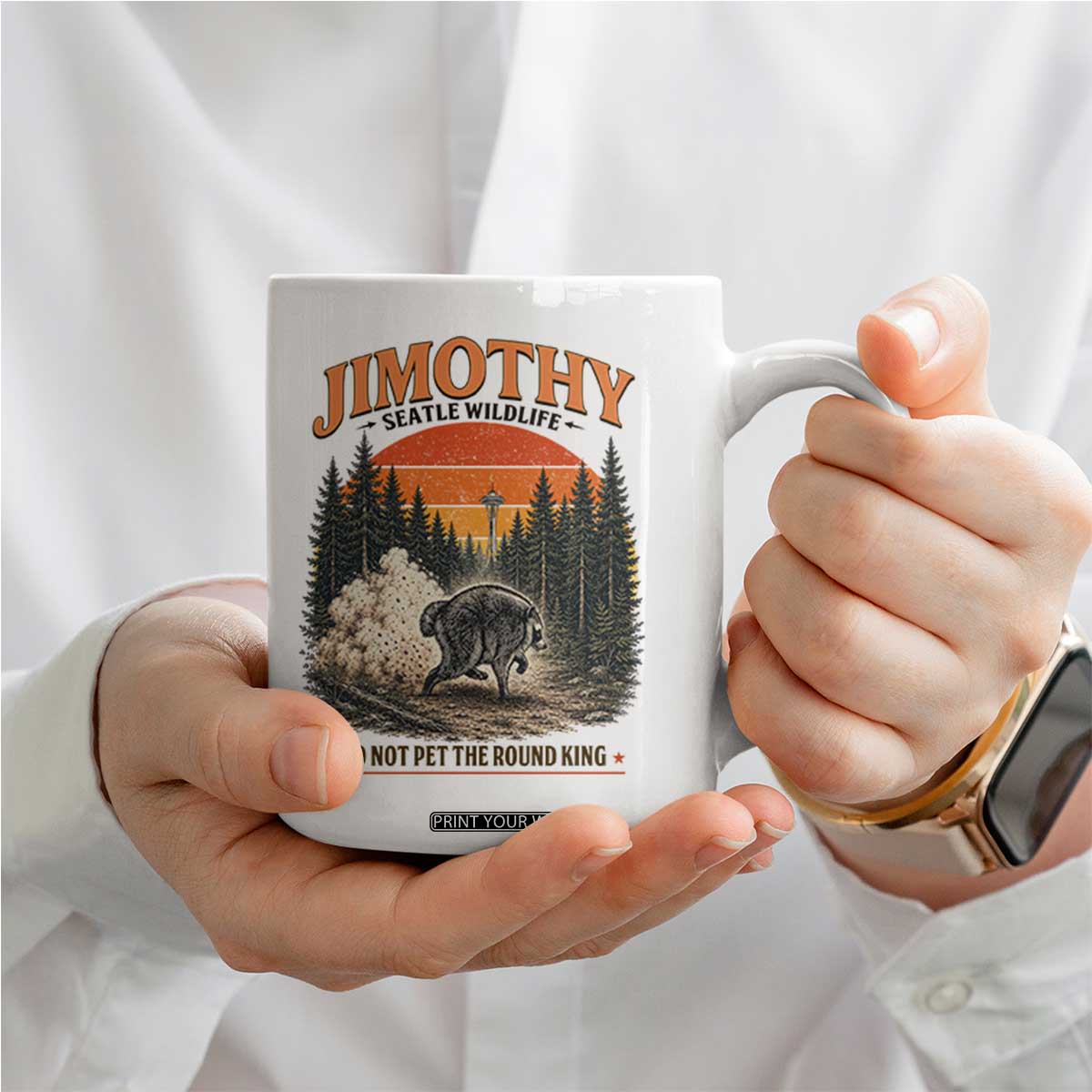 Jimothy Raccoon Seattle Meme Coffee Mug Viral Trash Panda Do Not Pet The Round King