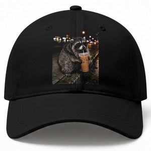 Jimothy Raccoon Seattle Drinking Iced Coffee Meme Baseball Cap Viral Trash Panda Seattle Animal Meme