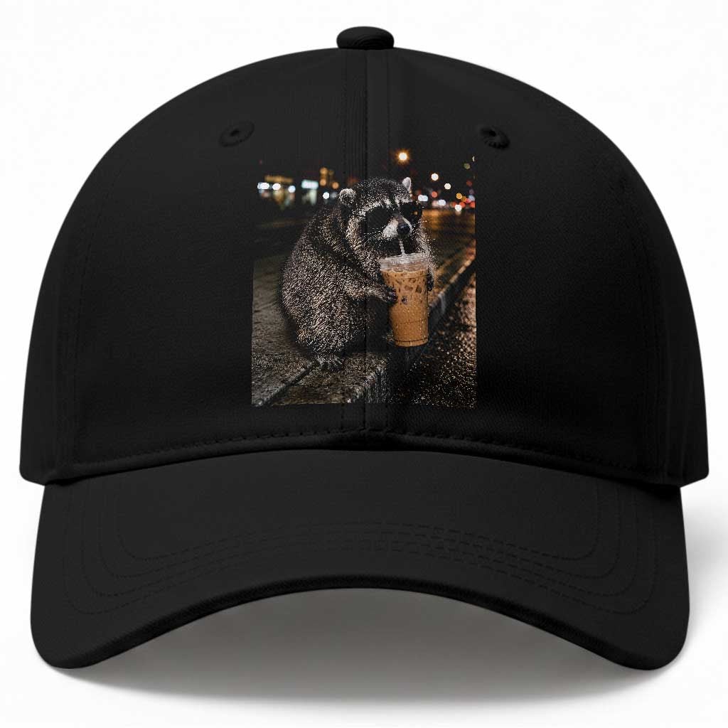 Jimothy Raccoon Seattle Drinking Iced Coffee Meme Baseball Cap Viral Trash Panda Seattle Animal Meme TS14 Print Your Wear