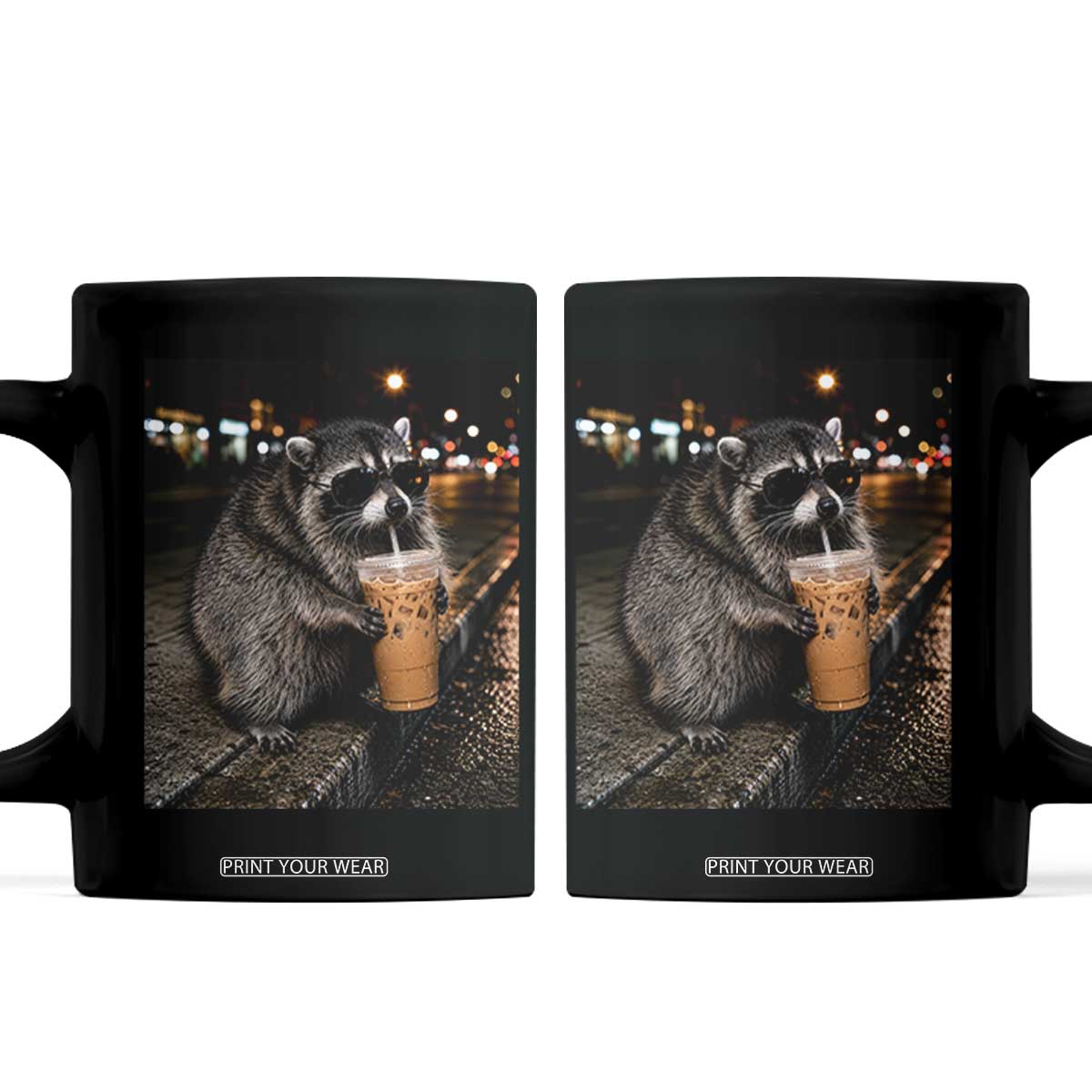 Jimothy Raccoon Seattle Drinking Iced Coffee Meme Coffee Mug Viral Trash Panda Seattle Animal Meme TS14 Black Print Your Wear