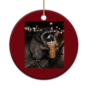 Jimothy Raccoon Seattle Drinking Iced Coffee Meme Ceramic Ornament Viral Trash Panda Seattle Animal Meme