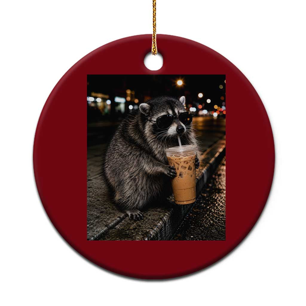 Jimothy Raccoon Seattle Drinking Iced Coffee Meme Ceramic Ornament Viral Trash Panda Seattle Animal Meme TS14 1pc Red Print Your Wear