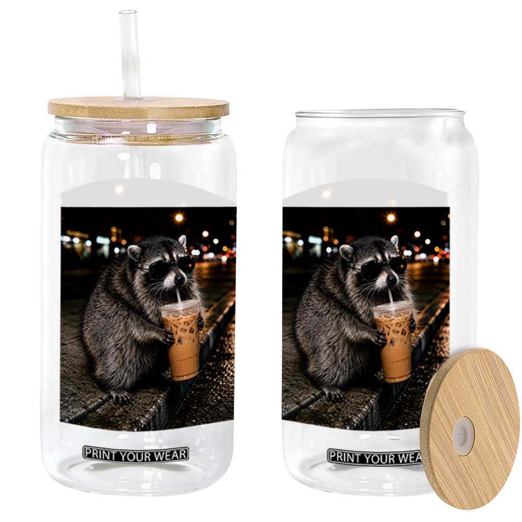 Jimothy Raccoon Seattle Drinking Iced Coffee Meme Glass Can Viral Trash Panda Seattle Animal Meme
