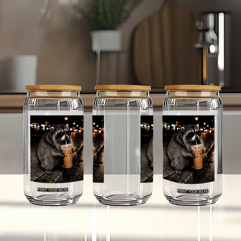 Jimothy Raccoon Seattle Drinking Iced Coffee Meme Glass Can Viral Trash Panda Seattle Animal Meme