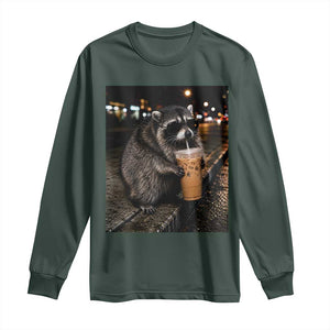 Jimothy Raccoon Seattle Drinking Iced Coffee Meme Long Sleeve Shirt Viral Trash Panda Seattle Animal Meme
