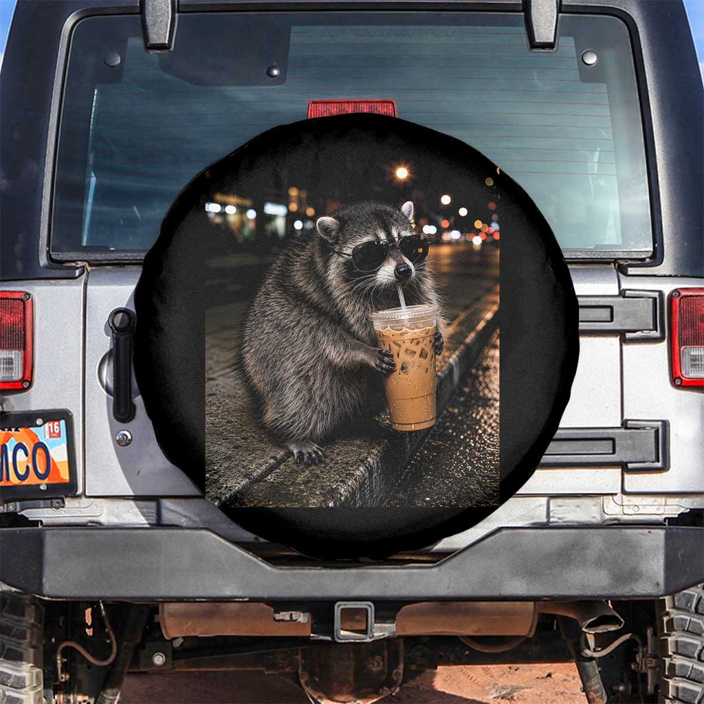 Jimothy Raccoon Seattle Drinking Iced Coffee Meme Spare Tire Cover Viral Trash Panda Seattle Animal Meme