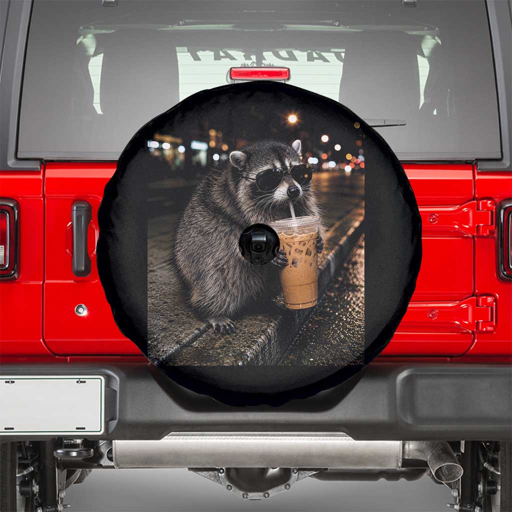 Jimothy Raccoon Seattle Drinking Iced Coffee Meme Spare Tire Cover Viral Trash Panda Seattle Animal Meme
