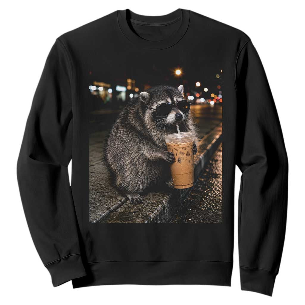 Jimothy Raccoon Seattle Drinking Iced Coffee Meme Sweatshirt Viral Trash Panda Seattle Animal Meme
