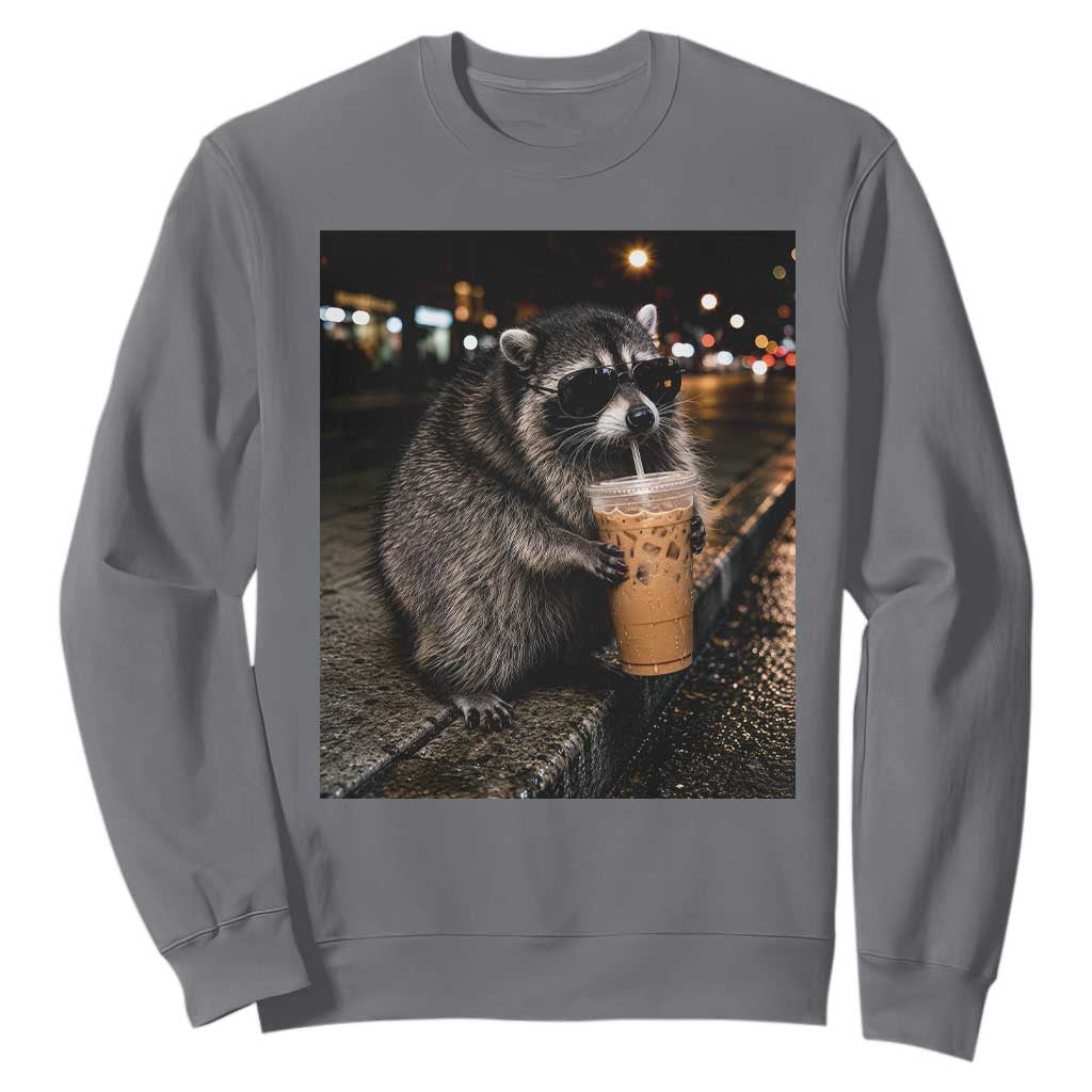 Jimothy Raccoon Seattle Drinking Iced Coffee Meme Sweatshirt Viral Trash Panda Seattle Animal Meme