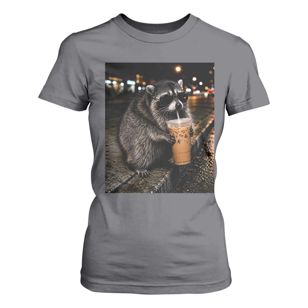 Jimothy Raccoon Seattle Drinking Iced Coffee Meme T Shirt For Women Viral Trash Panda Seattle Animal Meme