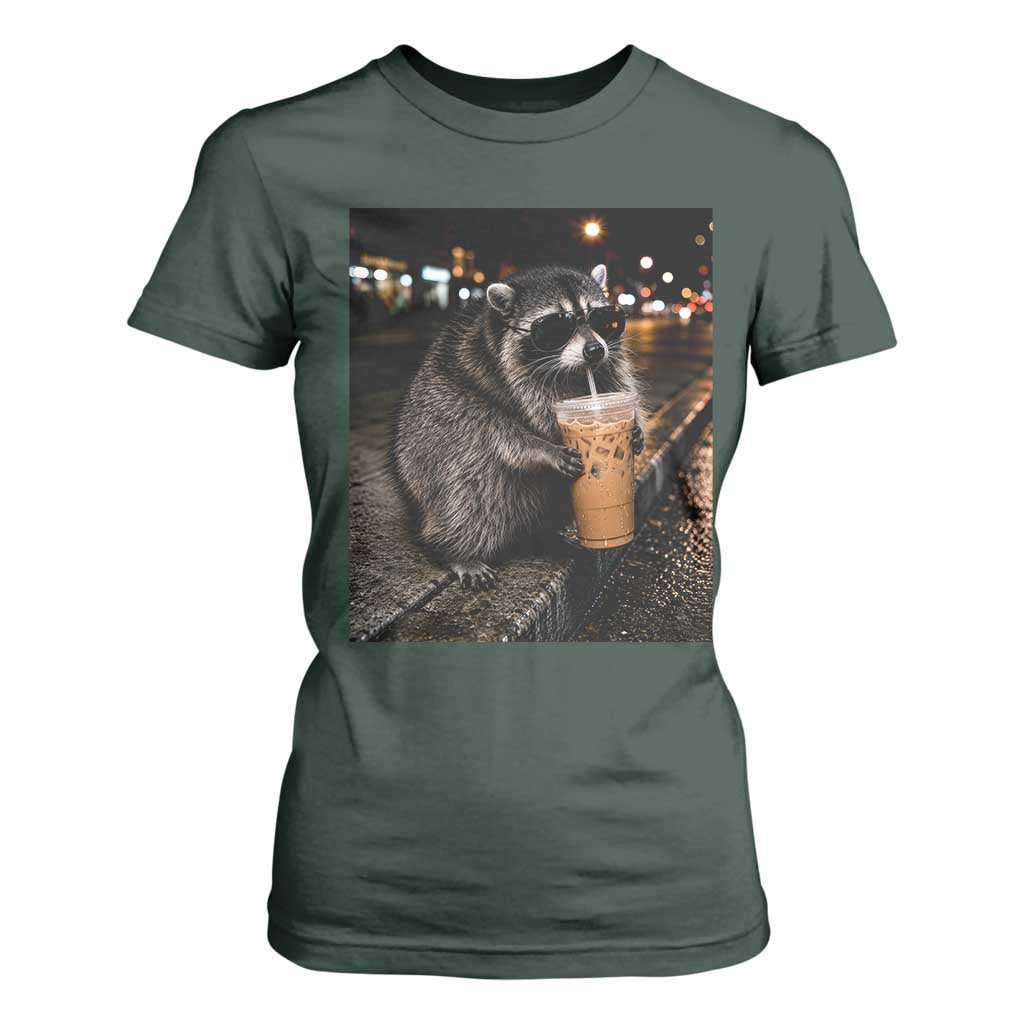 Jimothy Raccoon Seattle Drinking Iced Coffee Meme T Shirt For Women Viral Trash Panda Seattle Animal Meme