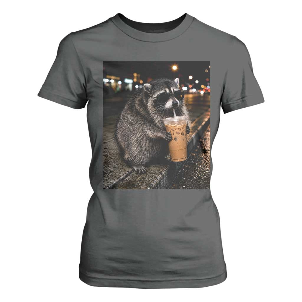 Jimothy Raccoon Seattle Drinking Iced Coffee Meme T Shirt For Women Viral Trash Panda Seattle Animal Meme