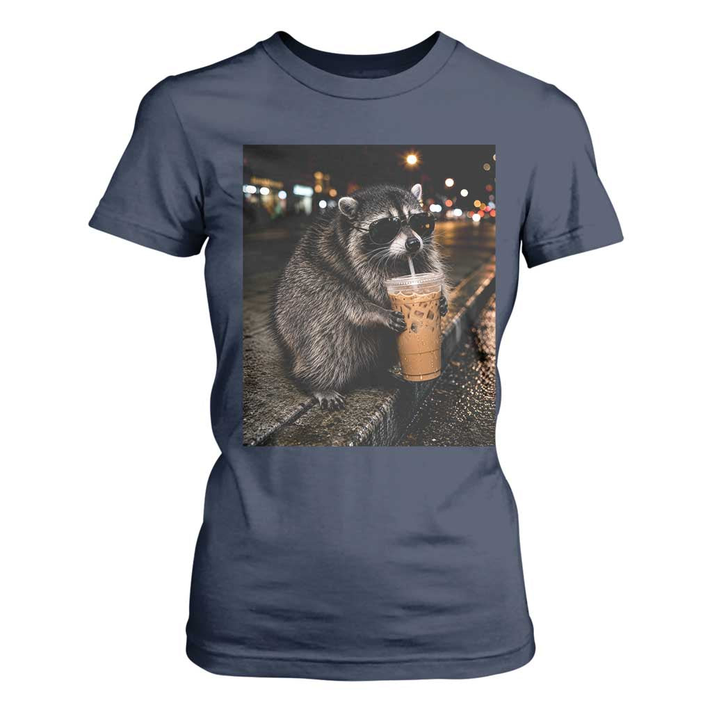 Jimothy Raccoon Seattle Drinking Iced Coffee Meme T Shirt For Women Viral Trash Panda Seattle Animal Meme