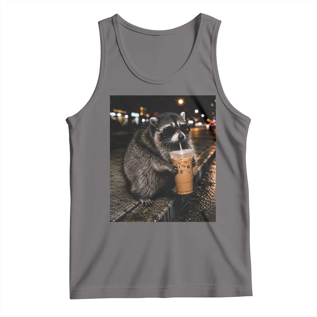 Jimothy Raccoon Seattle Drinking Iced Coffee Meme Tank Top Viral Trash Panda Seattle Animal Meme