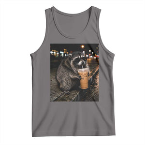 Jimothy Raccoon Seattle Drinking Iced Coffee Meme Tank Top Viral Trash Panda Seattle Animal Meme