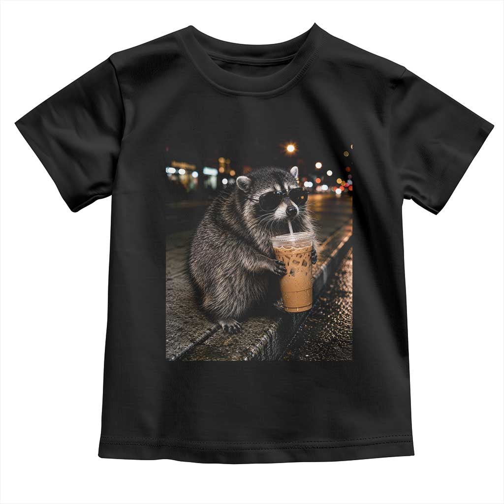 Jimothy Raccoon Seattle Drinking Iced Coffee Meme Toddler T Shirt Viral Trash Panda Seattle Animal Meme
