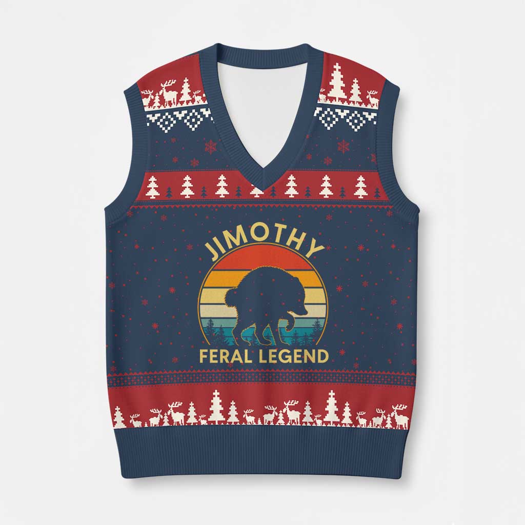 Jimothy Raccoon Seattle V-Neck Knit Sweater Vest Funny Seattle Feral Legend Animal Meme TS14 Navy Red Print Your Wear