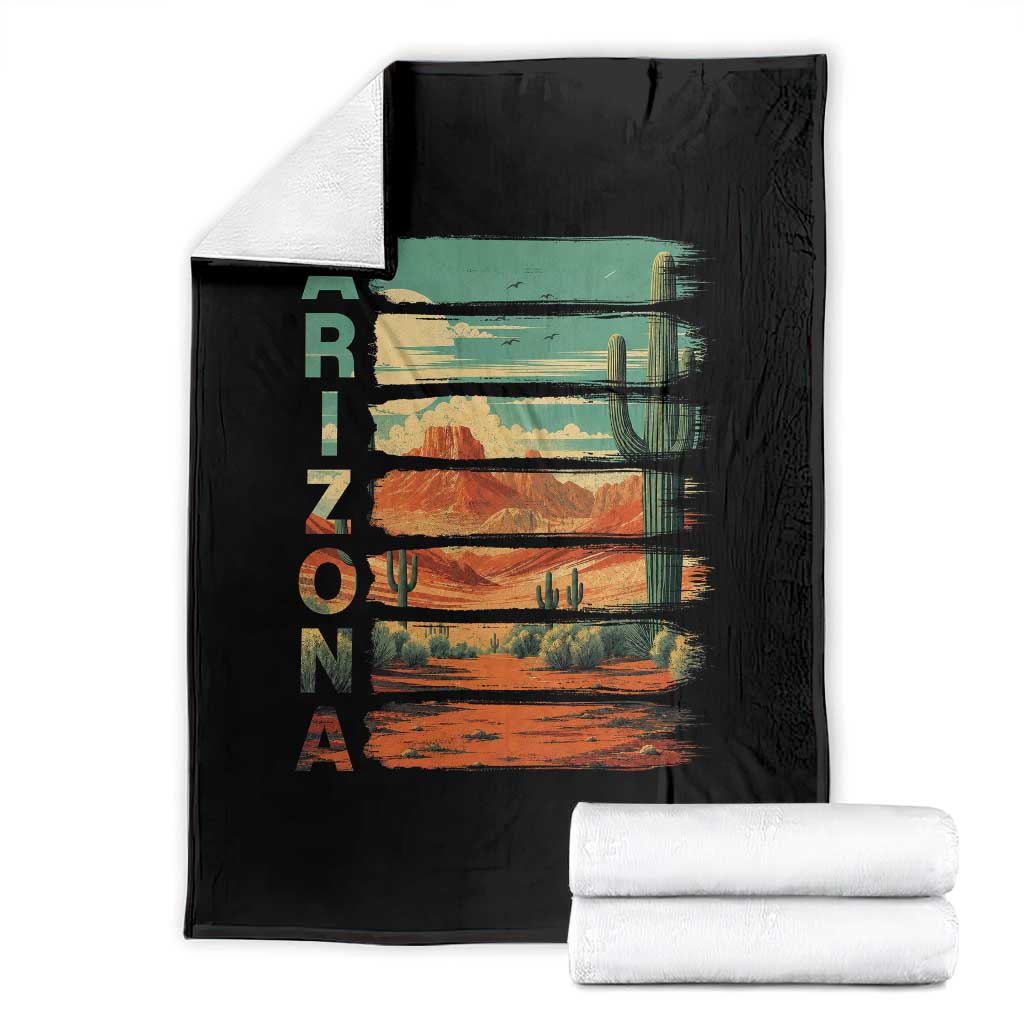 Arizona Desert Cactus Saguaro National Park Retro Throw Blanket TS14 Black Print Your Wear