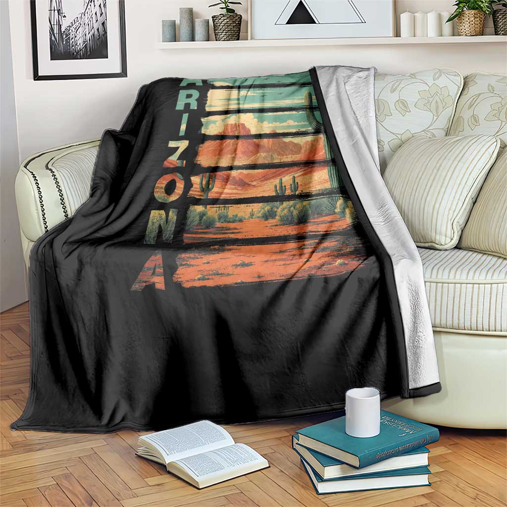 Arizona Desert Cactus Saguaro National Park Retro Throw Blanket