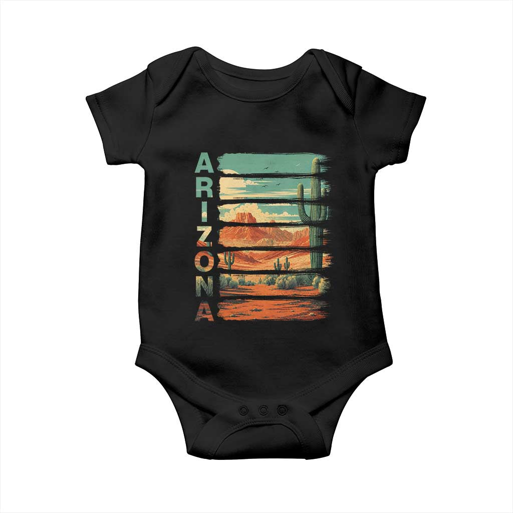 Arizona Desert Cactus Saguaro National Park Retro Baby Onesie TS14 Black Print Your Wear