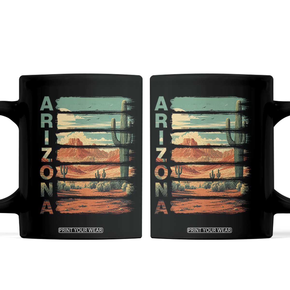 Arizona Desert Cactus Saguaro National Park Retro Coffee Mug TS14 Black Print Your Wear