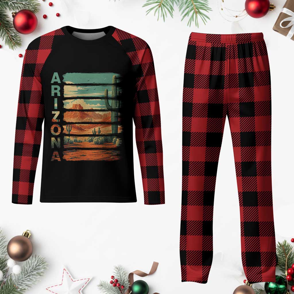 Arizona Desert Cactus Saguaro National Park Retro Plaid Pajama Set TS14 Buffalo Plaid Print Your Wear