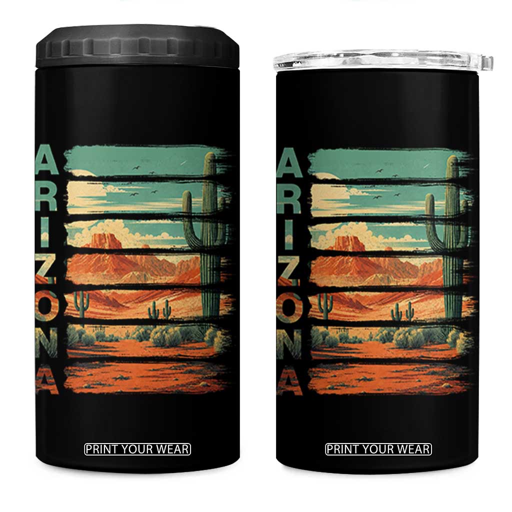 Arizona Desert Cactus Saguaro National Park Retro 4 in 1 Can Cooler Tumbler TS14 One Size: 16 oz Black Print Your Wear