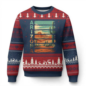 Arizona Desert Cactus Saguaro National Park Retro Ugly Christmas Sweater