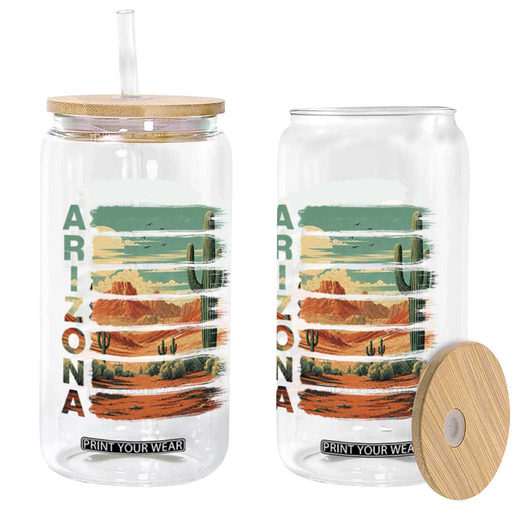 Arizona Desert Cactus Saguaro National Park Retro Glass Can
