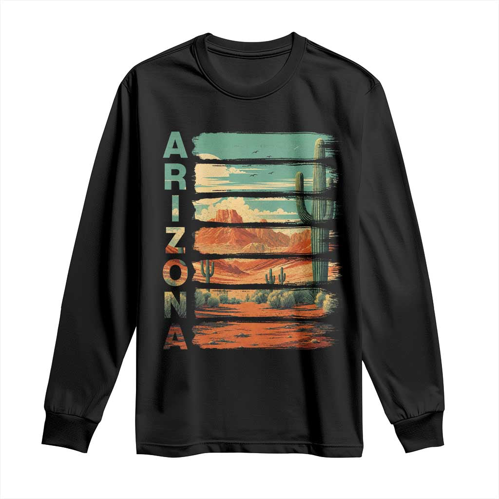 Arizona Desert Cactus Saguaro National Park Retro Long Sleeve Shirt TS14 Black Print Your Wear