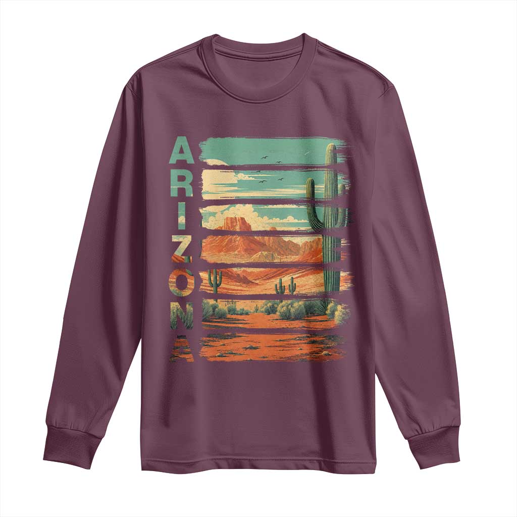 Arizona Desert Cactus Saguaro National Park Retro Long Sleeve Shirt