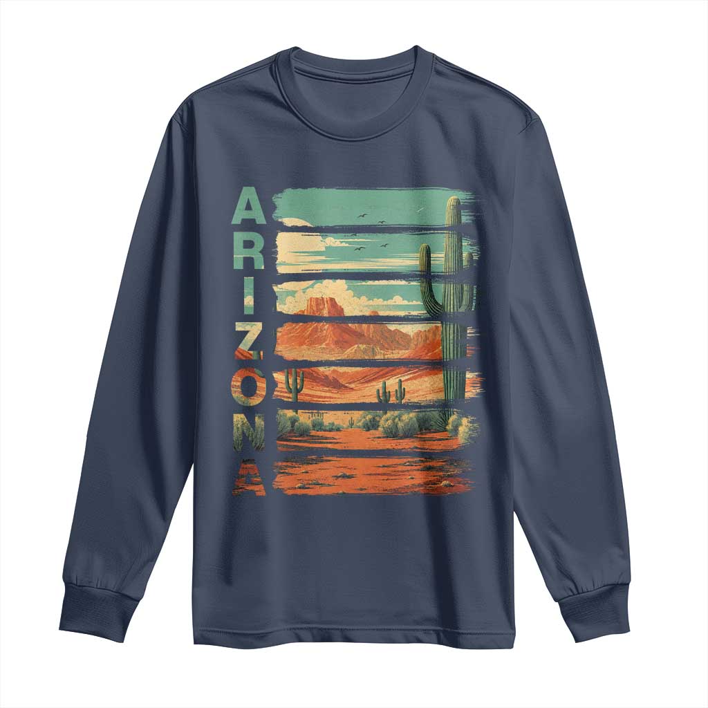 Arizona Desert Cactus Saguaro National Park Retro Long Sleeve Shirt