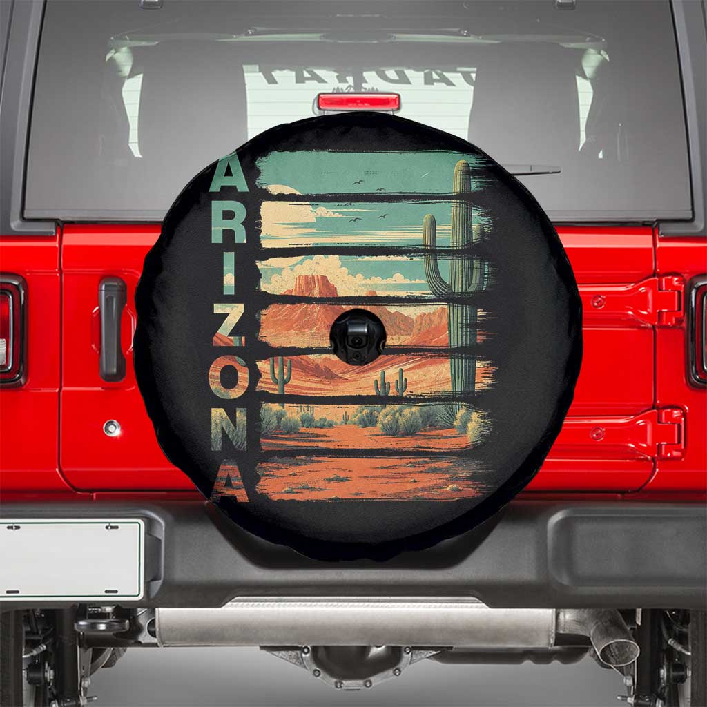 Arizona Desert Cactus Saguaro National Park Retro Spare Tire Cover