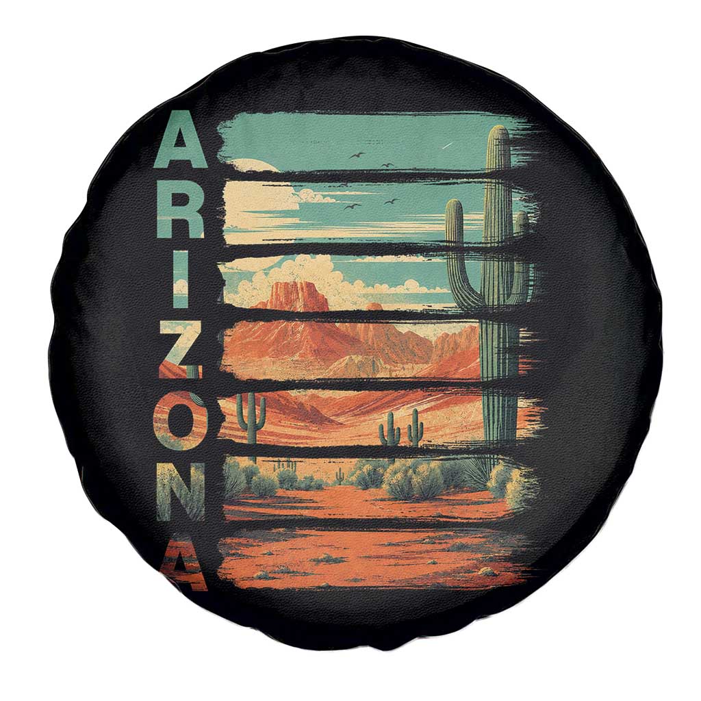Arizona Desert Cactus Saguaro National Park Retro Spare Tire Cover