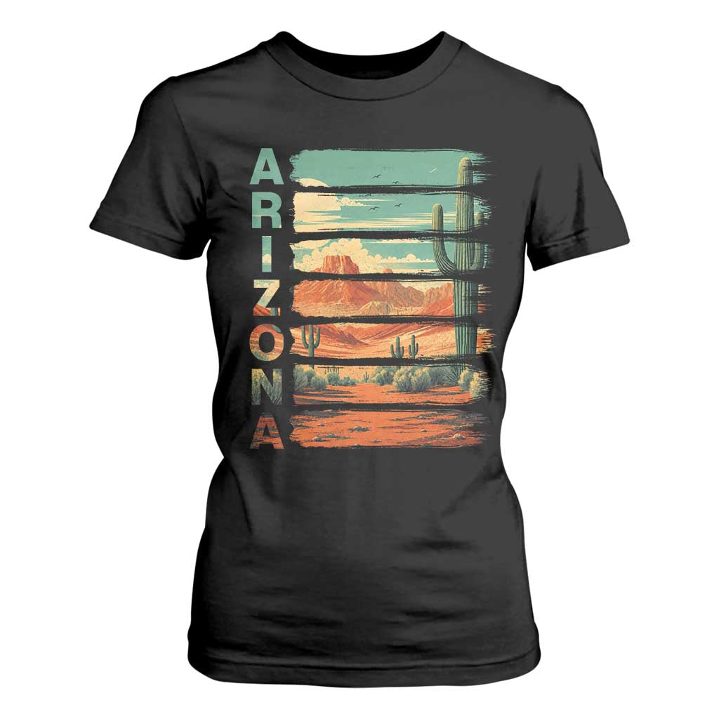 Arizona Desert Cactus Saguaro National Park Retro T Shirt For Women