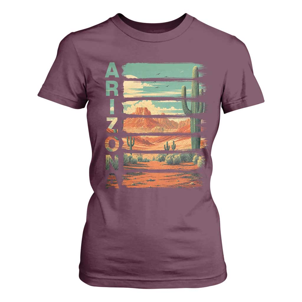 Arizona Desert Cactus Saguaro National Park Retro T Shirt For Women