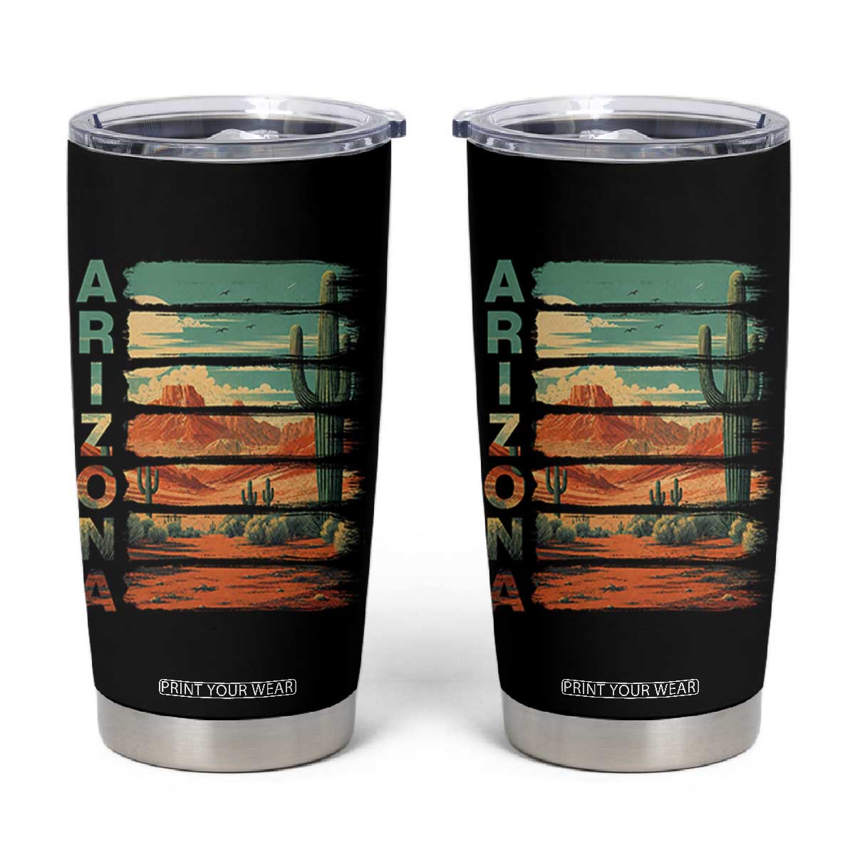 Arizona Desert Cactus Saguaro National Park Retro Tumbler Cup TS14 Black Print Your Wear