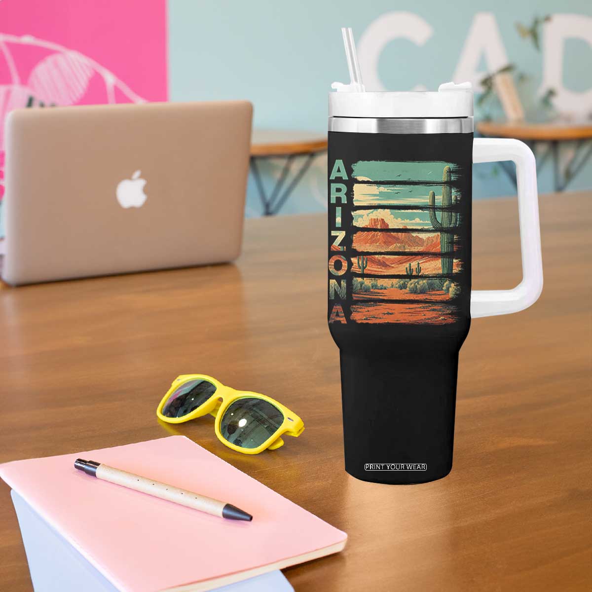 Arizona Desert Cactus Saguaro National Park Retro Tumbler With Handle