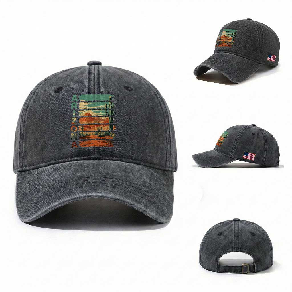 Arizona Desert Cactus Saguaro National Park Retro Washed Cotton Baseball Cap