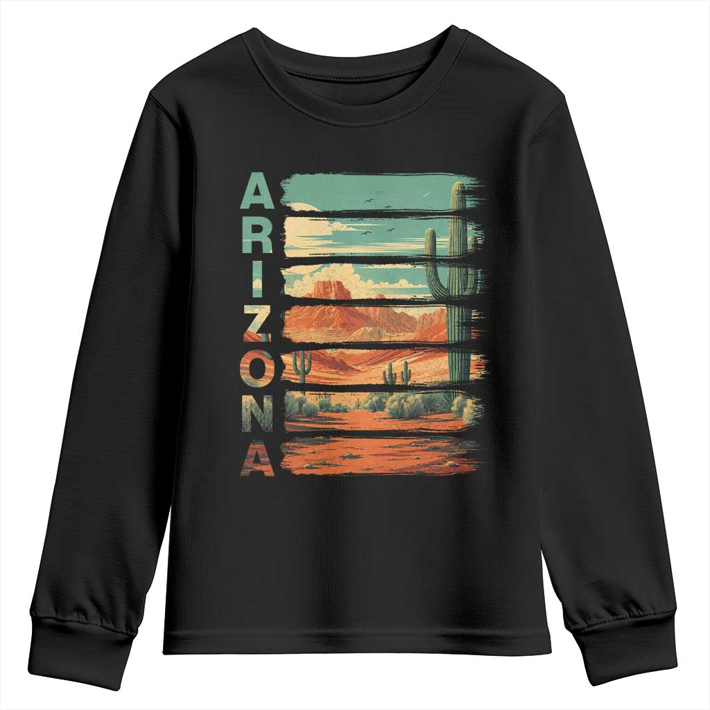 Arizona Desert Cactus Saguaro National Park Retro Youth Sweatshirt TS14 Black Print Your Wear