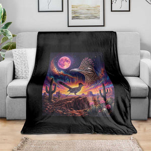 Arizona Roadrunner Vintage Desert Moon Retro Cactus Throw Blanket 90s Southwest Wildlife Bird Animal Lover