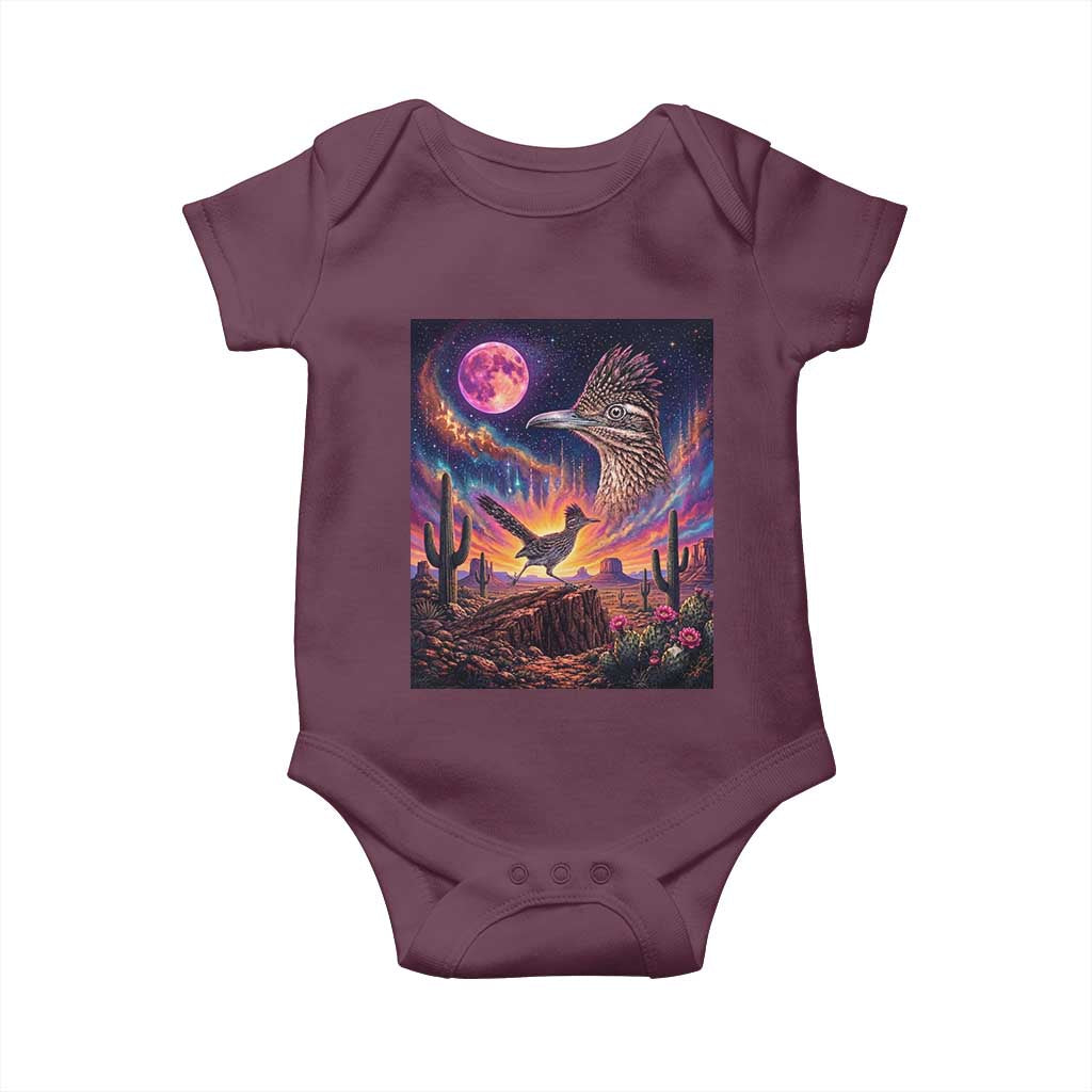 Arizona Roadrunner Vintage Desert Moon Retro Cactus Baby Onesie 90s Southwest Wildlife Bird Animal Lover