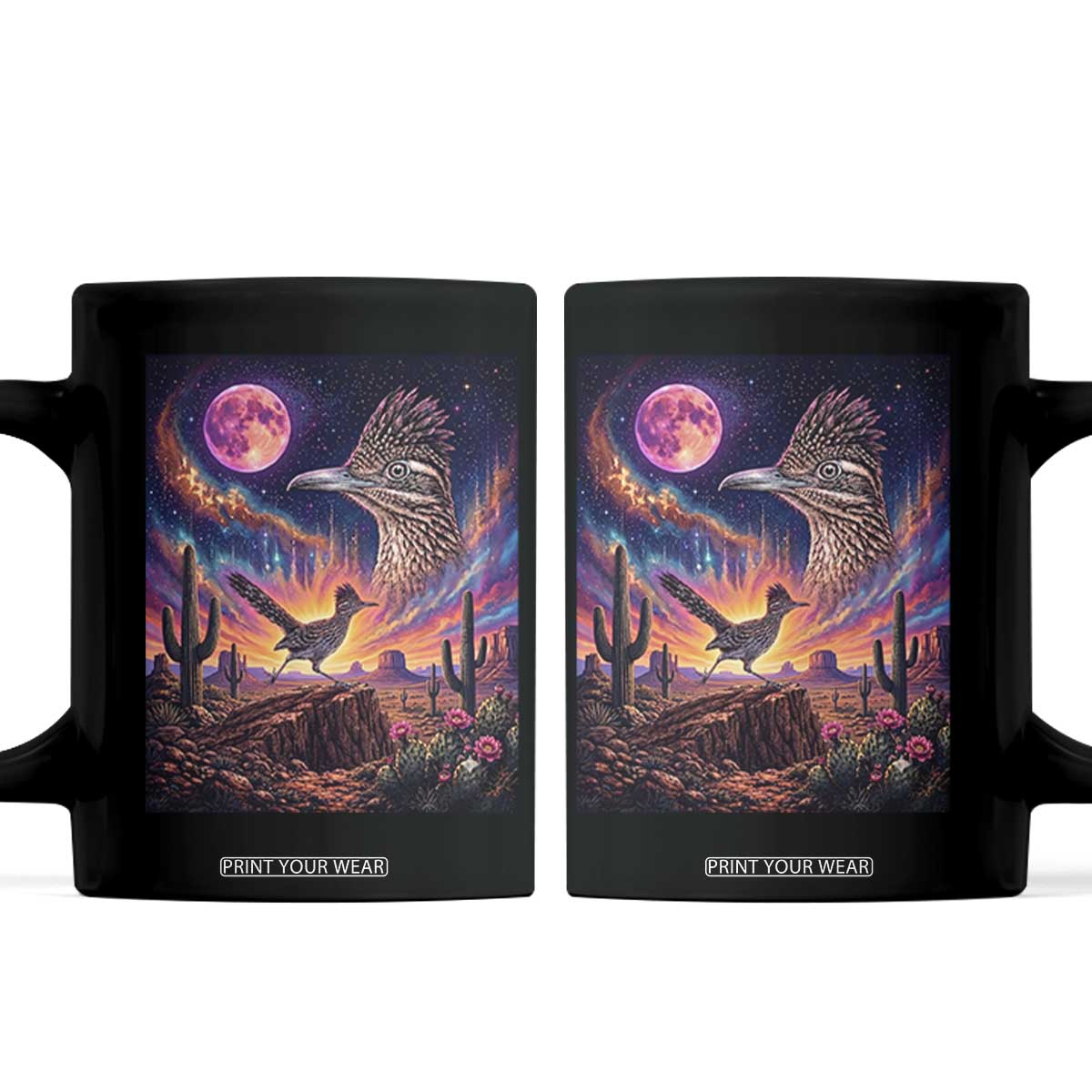 Arizona Roadrunner Vintage Desert Moon Retro Cactus Coffee Mug 90s Southwest Wildlife Bird Animal Lover TS14 Black Print Your Wear