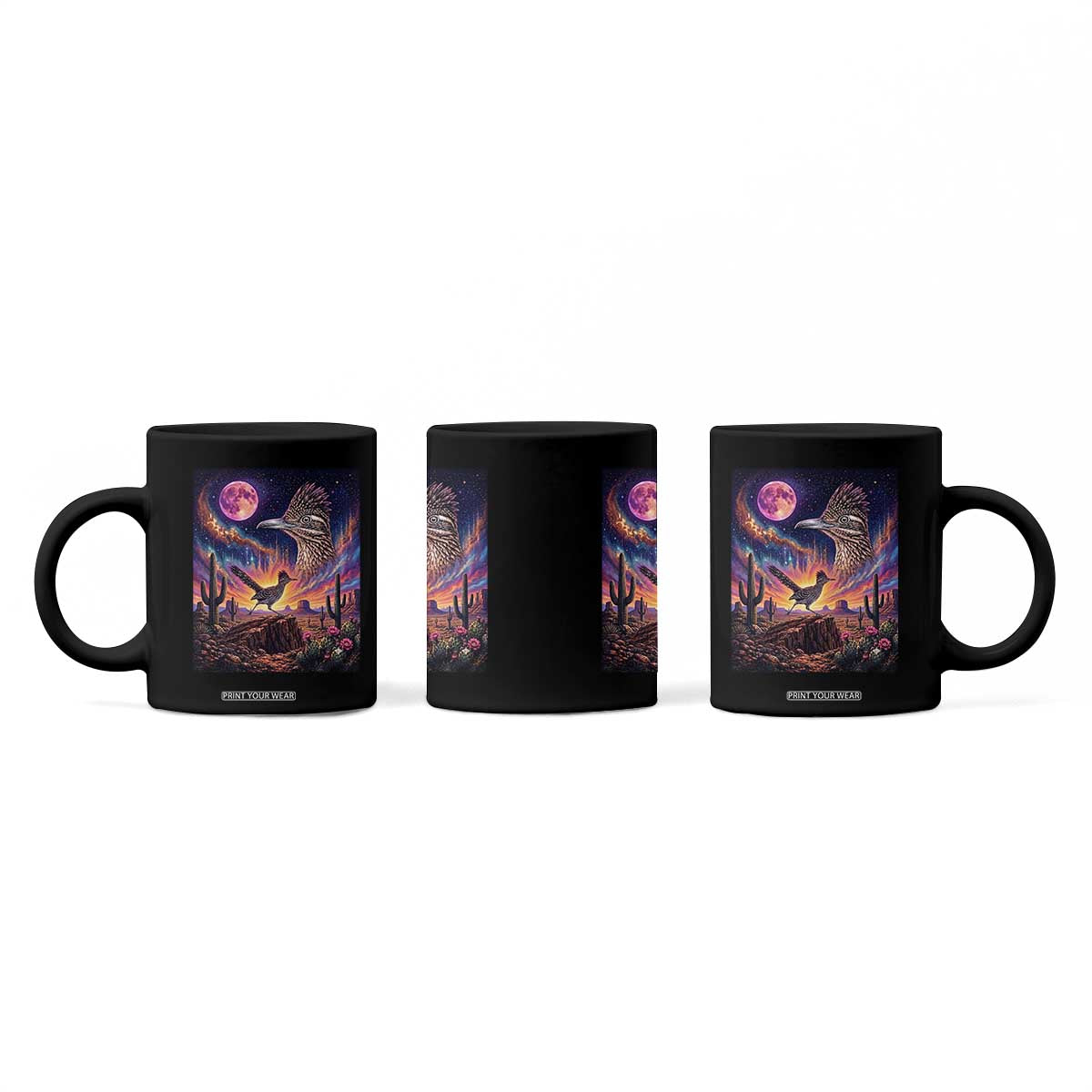 Arizona Roadrunner Vintage Desert Moon Retro Cactus Coffee Mug 90s Southwest Wildlife Bird Animal Lover