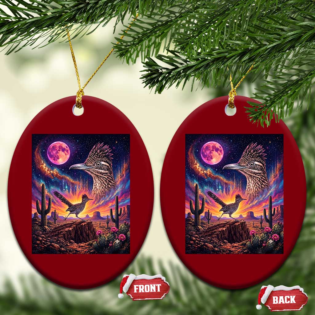 Arizona Roadrunner Vintage Desert Moon Retro Cactus Ceramic Ornament 90s Southwest Wildlife Bird Animal Lover