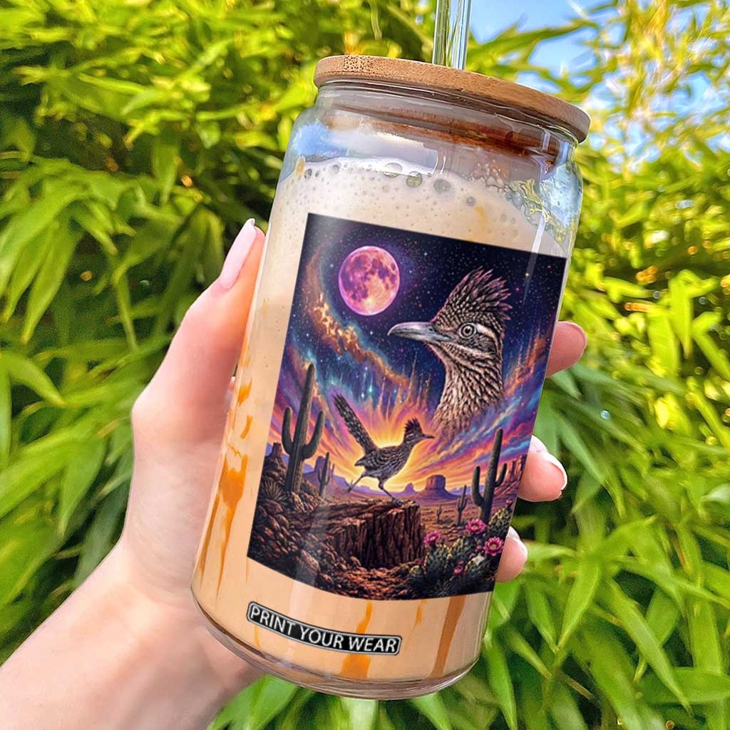 Arizona Roadrunner Vintage Desert Moon Retro Cactus Glass Can 90s Southwest Wildlife Bird Animal Lover TS14 Black Print Your Wear