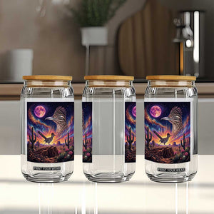 Arizona Roadrunner Vintage Desert Moon Retro Cactus Glass Can 90s Southwest Wildlife Bird Animal Lover
