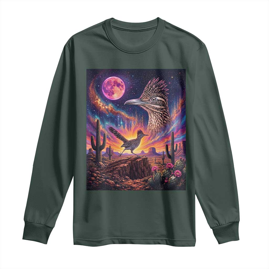 Arizona Roadrunner Vintage Desert Moon Retro Cactus Long Sleeve Shirt 90s Southwest Wildlife Bird Animal Lover